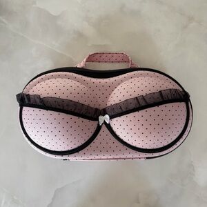 Pink Polka Dot Bra Travel Case